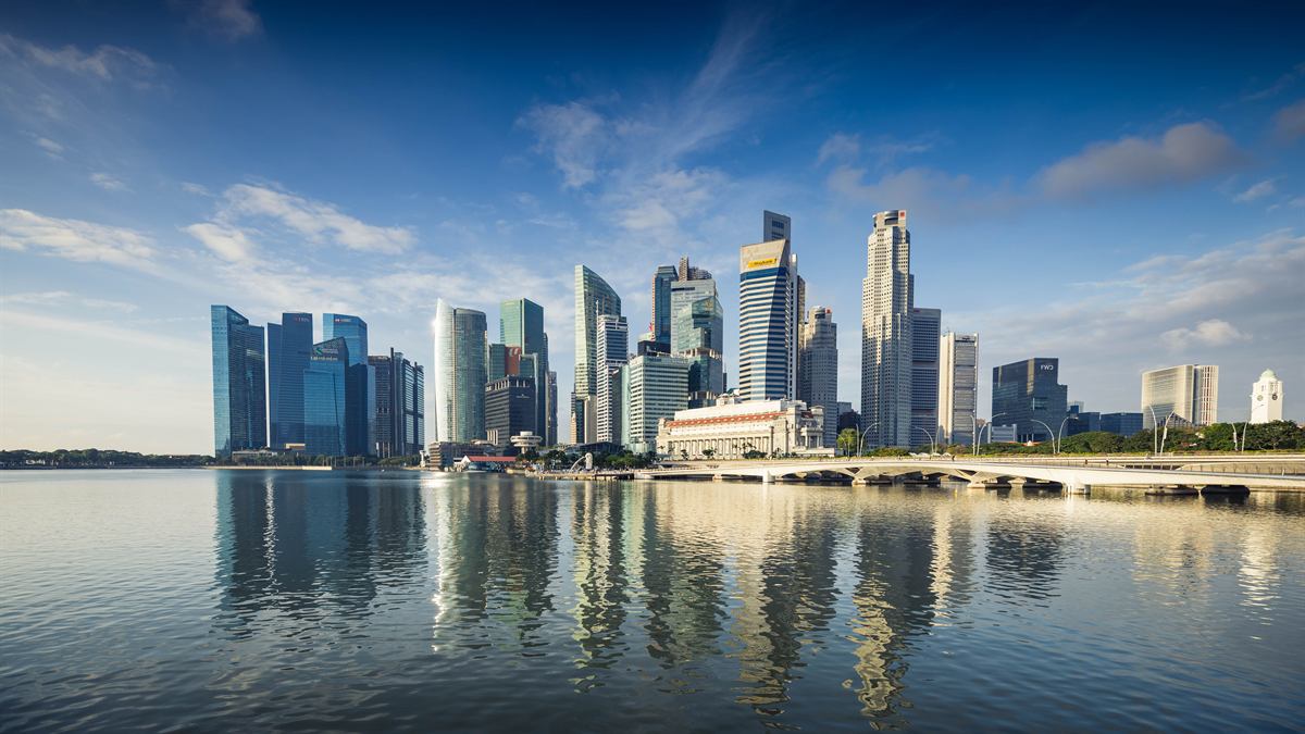 Singapore skyline across Marina Bay